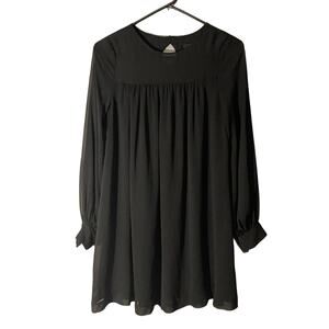 H&M Black Long Sleeve Chiffon Trapeze Swing Dress Women’s Size 2